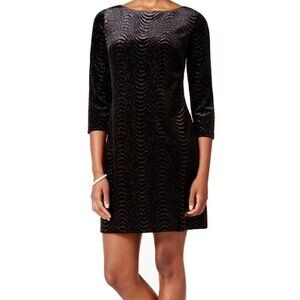 Jessica Howard Black Velvet Glitter Sparkle Cocktail Sheath Dress Size 8